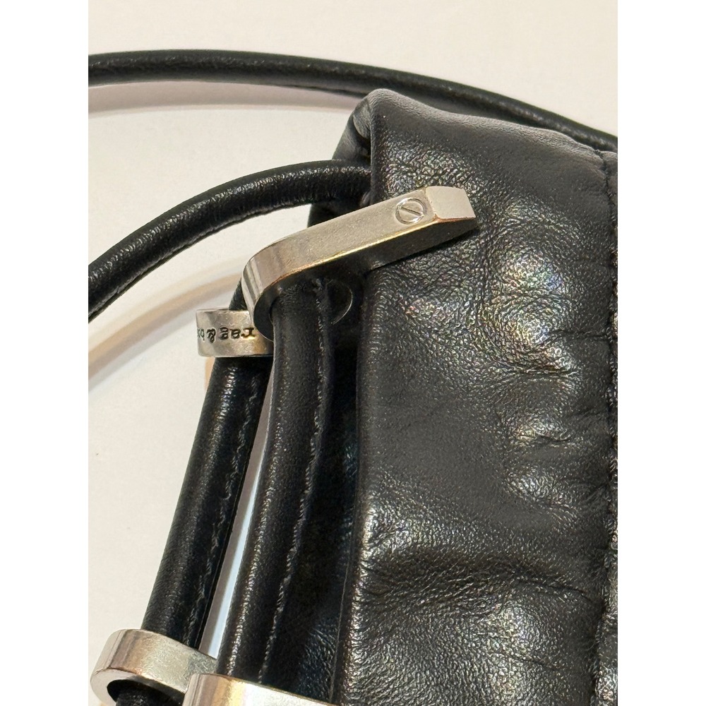 Rag & Bone Summer Dayton Drawstring Bag Black Leather Netting Crossbody Coastal - Picture 12 of 16